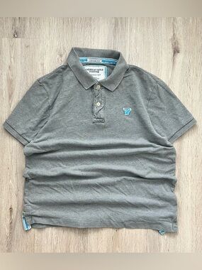 American Eagle Vintage Fit Polo Shirt Men’s Large Gray Preppy Y2K Casual